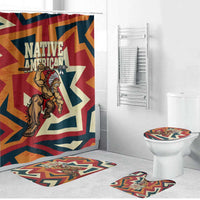 Native American Warrior Bathroom Set with Tribal Geometric Pattern Bold Sunset Mountain - Wonder Print Shop
