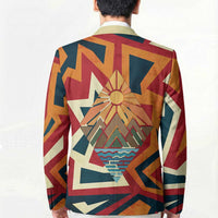 Native American Warrior Blazer with Tribal Geometric Pattern Bold Sunset Mountain - Wonder Print Shop