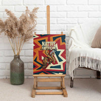 Native American Warrior Canvas Wall Art with Tribal Geometric Pattern Bold Sunset Mountain - Wonder Print Shop