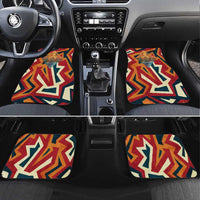 Native American Warrior Car Mats with Tribal Geometric Pattern Bold Sunset Mountain - Wonder Print Shop