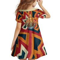 Native American Warrior Family Matching Off Shoulder Maxi Dress and Hawaiian Shirt with Tribal Geometric Pattern Bold Sunset Mountain - Wonder Print Shop
