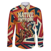 Native American Warrior Family Matching Puletasi and Hawaiian Shirt with Tribal Geometric Pattern Bold Sunset Mountain - Wonder Print Shop