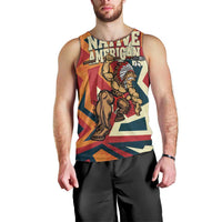 Native American Warrior Men Tank Top with Tribal Geometric Pattern Bold Sunset Mountain - Wonder Print Shop