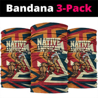 Native American Warrior Neck Gaiter with Tribal Geometric Pattern Bold Sunset Mountain - Wonder Print Shop