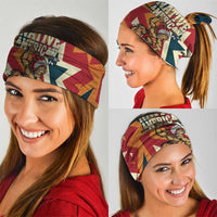 Native American Warrior Neck Gaiter with Tribal Geometric Pattern Bold Sunset Mountain - Wonder Print Shop