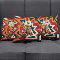 Native American Warrior Pillow Cover with Tribal Geometric Pattern Bold Sunset Mountain - Wonder Print Shop