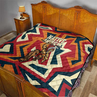Native American Warrior Quilt with Tribal Geometric Pattern Bold Sunset Mountain - Wonder Print Shop