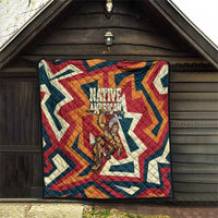 Native American Warrior Quilt with Tribal Geometric Pattern Bold Sunset Mountain - Wonder Print Shop