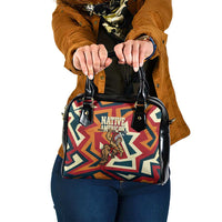 Native American Warrior Shoulder Handbag with Tribal Geometric Pattern Bold Sunset Mountain - Wonder Print Shop