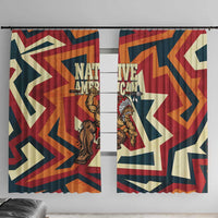 Native American Warrior Window Curtain with Tribal Geometric Pattern Bold Sunset Mountain - Wonder Print Shop