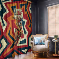Native American Warrior Window Curtain with Tribal Geometric Pattern Bold Sunset Mountain - Wonder Print Shop