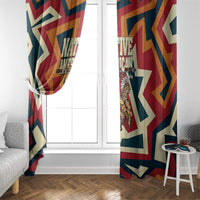 Native American Warrior Window Curtain with Tribal Geometric Pattern Bold Sunset Mountain - Wonder Print Shop