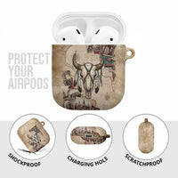 Buffalo Skull AirPods Case Feathers Tribal Map and Historical Indigenous Native American Heritage Bison - Wonder Print Shop