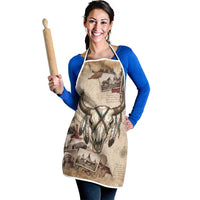 Buffalo Skull Apron Feathers Tribal Map and Historical Indigenous Native American Heritage Bison - Wonder Print Shop