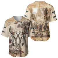 Buffalo Skull Baseball Jersey Feathers Tribal Map and Historical Indigenous Native American Heritage Bison - Wonder Print Shop