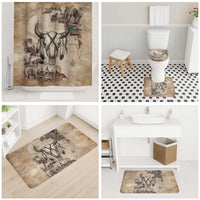 Buffalo Skull Bathroom Set Feathers Tribal Map and Historical Indigenous Native American Heritage Bison - Wonder Print Shop