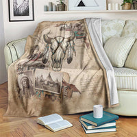 Buffalo Skull Blanket Feathers Tribal Map and Historical Indigenous Native American Heritage Bison - Wonder Print Shop