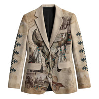Buffalo Skull Blazer Feathers Tribal Map and Historical Indigenous Native American Heritage Bison - Wonder Print Shop