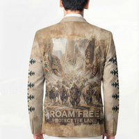 Buffalo Skull Blazer Feathers Tribal Map and Historical Indigenous Native American Heritage Bison - Wonder Print Shop