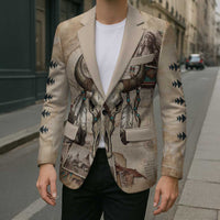 Buffalo Skull Blazer Feathers Tribal Map and Historical Indigenous Native American Heritage Bison - Wonder Print Shop