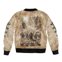 Buffalo Skull Bomber Jacket Feathers Tribal Map and Historical Indigenous Native American Heritage Bison - Wonder Print Shop