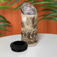 Buffalo Skull 4 in 1 Can Cooler Tumbler Feathers Tribal Map and Historical Indigenous Native American Heritage Bison - Wonder Print Shop