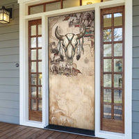 Buffalo Skull Door Cover Feathers Tribal Map and Historical Indigenous Native American Heritage Bison - Wonder Print Shop