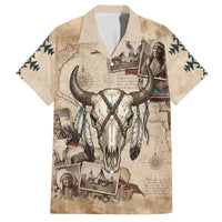 Buffalo Skull Hawaiian Shirt Feathers Tribal Map and Historical Indigenous Native American Heritage Bison - Wonder Print Shop