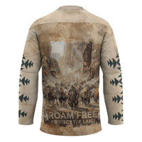 Buffalo Skull Hockey Jersey Feathers Tribal Map and Historical Indigenous Native American Heritage Bison - Wonder Print Shop
