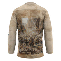 Buffalo Skull Hockey Jersey Feathers Tribal Map and Historical Indigenous Native American Heritage Bison - Wonder Print Shop