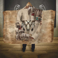 Buffalo Skull Hooded Blanket Feathers Tribal Map and Historical Indigenous Native American Heritage Bison - Wonder Print Shop