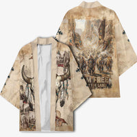 Buffalo Skull Kimono Feathers Tribal Map and Historical Indigenous Native American Heritage Bison - Wonder Print Shop