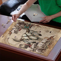 Buffalo Skull Puzzle Feathers Tribal Map and Historical Indigenous Native American Heritage Bison - Wonder Print Shop