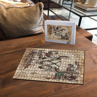 Buffalo Skull Puzzle Feathers Tribal Map and Historical Indigenous Native American Heritage Bison - Wonder Print Shop