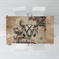 Buffalo Skull Tablecloth Feathers Tribal Map and Historical Indigenous Native American Heritage Bison - Wonder Print Shop