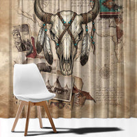 Buffalo Skull Window Curtain Feathers Tribal Map and Historical Indigenous Native American Heritage Bison - Wonder Print Shop