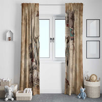 Buffalo Skull Window Curtain Feathers Tribal Map and Historical Indigenous Native American Heritage Bison - Wonder Print Shop