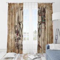 Buffalo Skull Window Curtain Feathers Tribal Map and Historical Indigenous Native American Heritage Bison - Wonder Print Shop