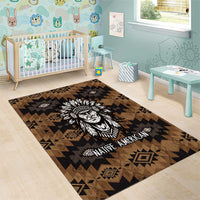 Native American Chief Warrior Area Rug Feather Headdress and Horse Tribal Arrow Pattern - Wonder Print Shop