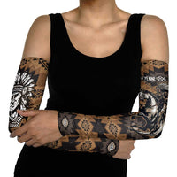 Native American Chief Warrior Arm Sleeves Feather Headdress and Horse Tribal Arrow Pattern - Wonder Print Shop