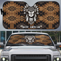 Native American Chief Warrior Auto Sun Shade Feather Headdress and Horse Tribal Arrow Pattern - Wonder Print Shop