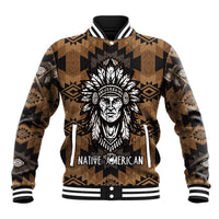 Native American Chief Warrior Baseball Jacket Feather Headdress and Horse Tribal Arrow Pattern - Wonder Print Shop