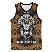 Native American Chief Warrior Basketball Jersey Feather Headdress and Horse Tribal Arrow Pattern - Wonder Print Shop
