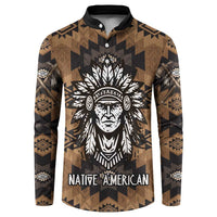 Native American Chief Warrior Button Sweatshirt Feather Headdress and Horse Tribal Arrow Pattern - Wonder Print Shop
