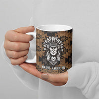 Native American Chief Warrior Ceramic Mug Feather Headdress and Horse Tribal Arrow Pattern - Wonder Print Shop