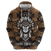 Native American Chief Warrior Hoodie Feather Headdress and Horse Tribal Arrow Pattern - Wonder Print Shop