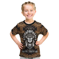 Native American Chief Warrior Kid T Shirt Feather Headdress and Horse Tribal Arrow Pattern - Wonder Print Shop