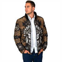 Native American Chief Warrior Padded Jacket Feather Headdress and Horse Tribal Arrow Pattern - Wonder Print Shop