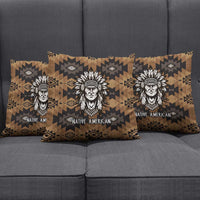 Native American Chief Warrior Pillow Cover Feather Headdress and Horse Tribal Arrow Pattern - Wonder Print Shop