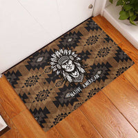 Native American Chief Warrior Rubber Doormat Feather Headdress and Horse Tribal Arrow Pattern - Wonder Print Shop